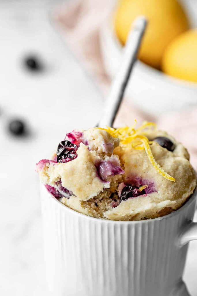 Quick Keto Lemon Blueberry Mug Cake - Low Carb 5 Minute Dessert!