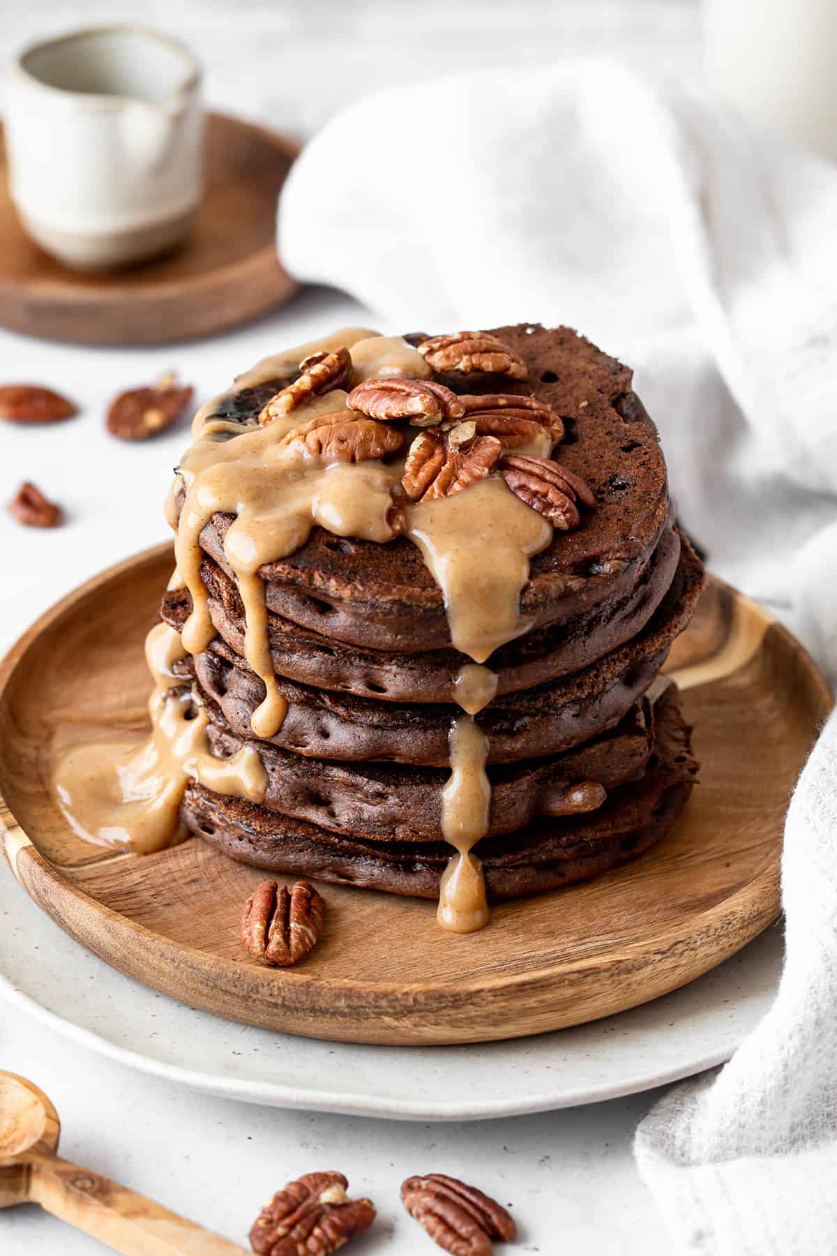 Vegan Gluten-Free Fluffy Double Chocolate Pancakes - Early Brawd