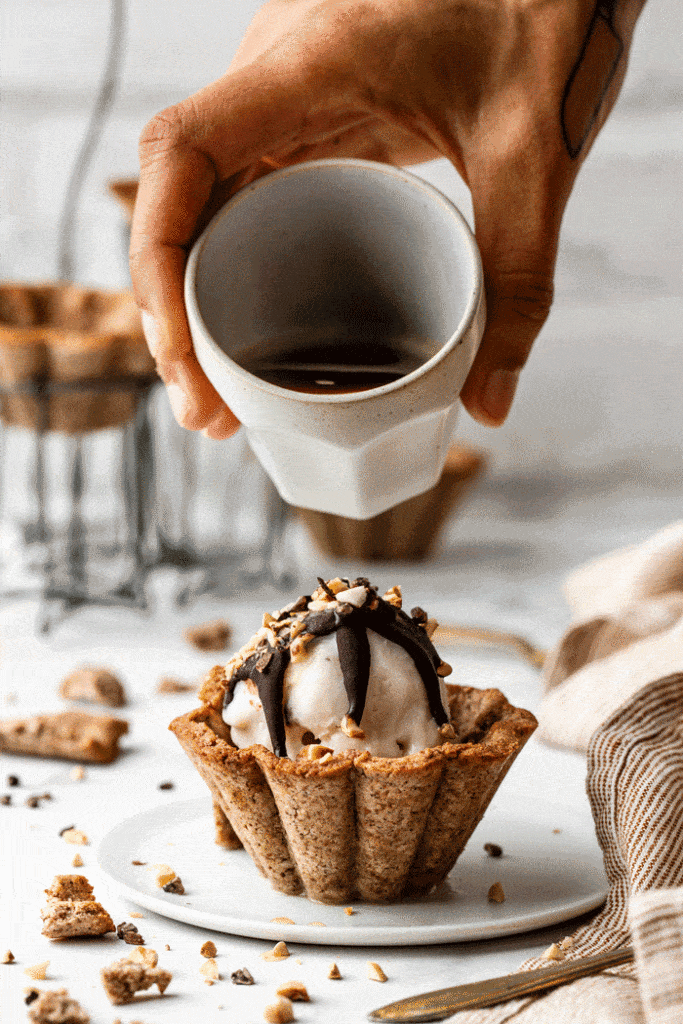 Decadent Affogato Cookie cups (gluten free) - Early Brawd
