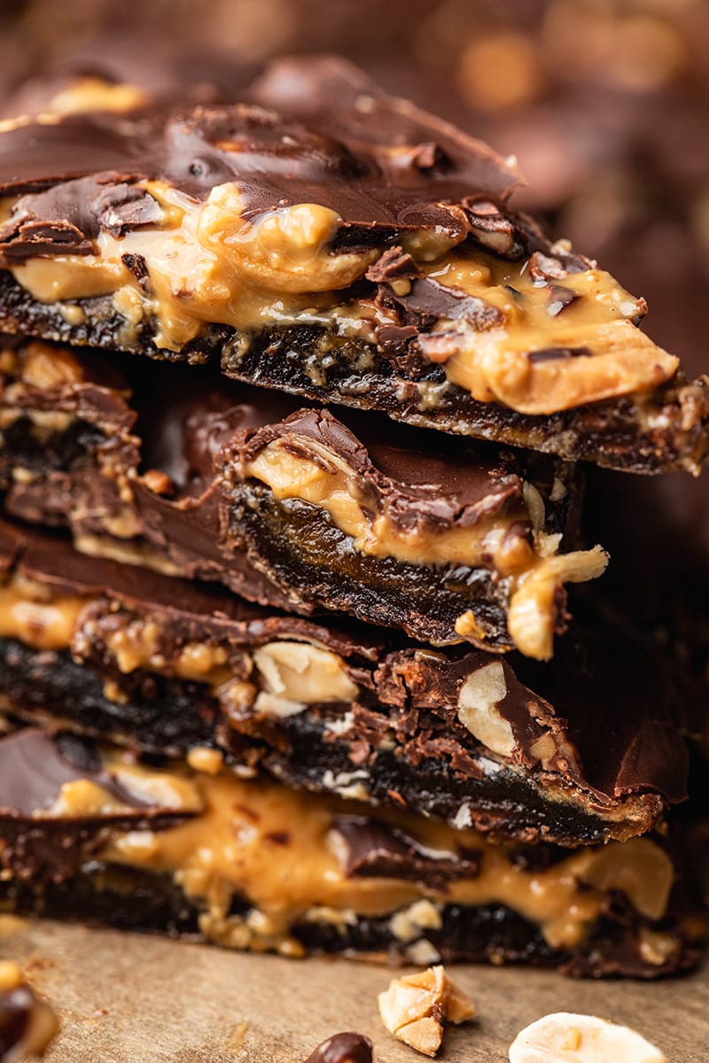 Snickers Chocolate Date Bark